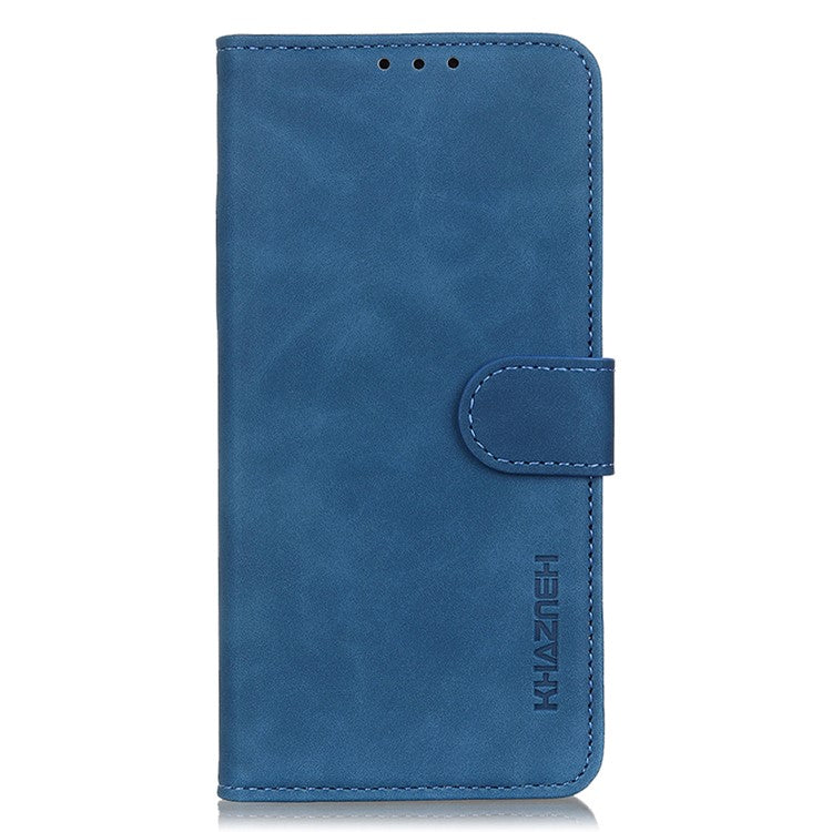 KHAZNEH For Oppo Reno8 T 4G Retro Texture Phone Case PU Leather Stand Wallet Phone Cover - Blue