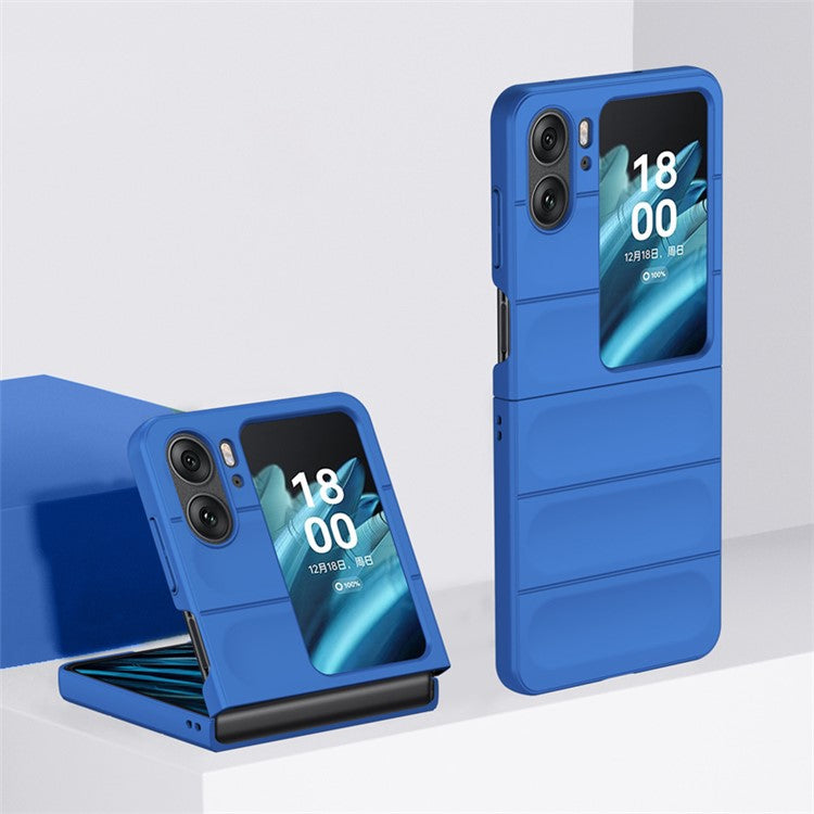 Skin-touch Phone Case for Oppo Find N2 Flip 5G Rugged Hard PC Protective Phone Cover - Blue