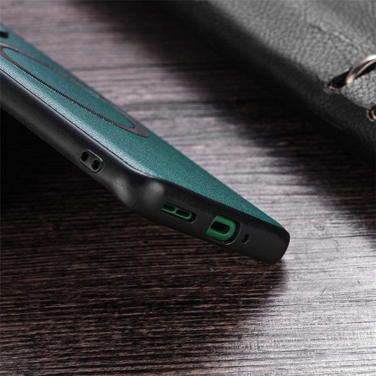 Magnetic Phone Case for OnePlus 11 5G , PU Leather Coated TPU + PC Electroplating Back Cover - Cyan