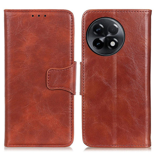 For OnePlus Ace 2 5G / 11R 5G Crazy Horse Texture Cover Split Leather Wallet Phone Stand Case - Brown