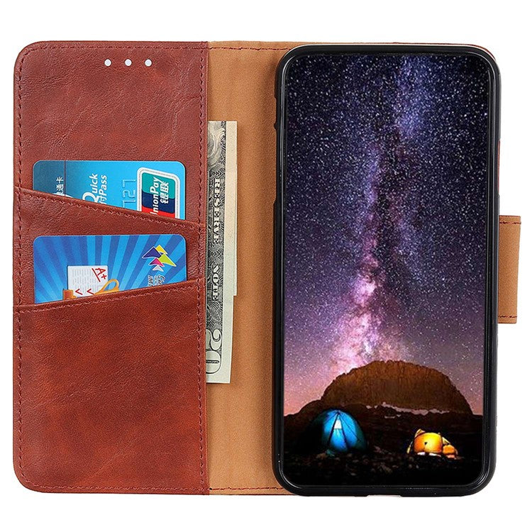 For OnePlus Ace 2 5G / 11R 5G Crazy Horse Texture Cover Split Leather Wallet Phone Stand Case - Brown