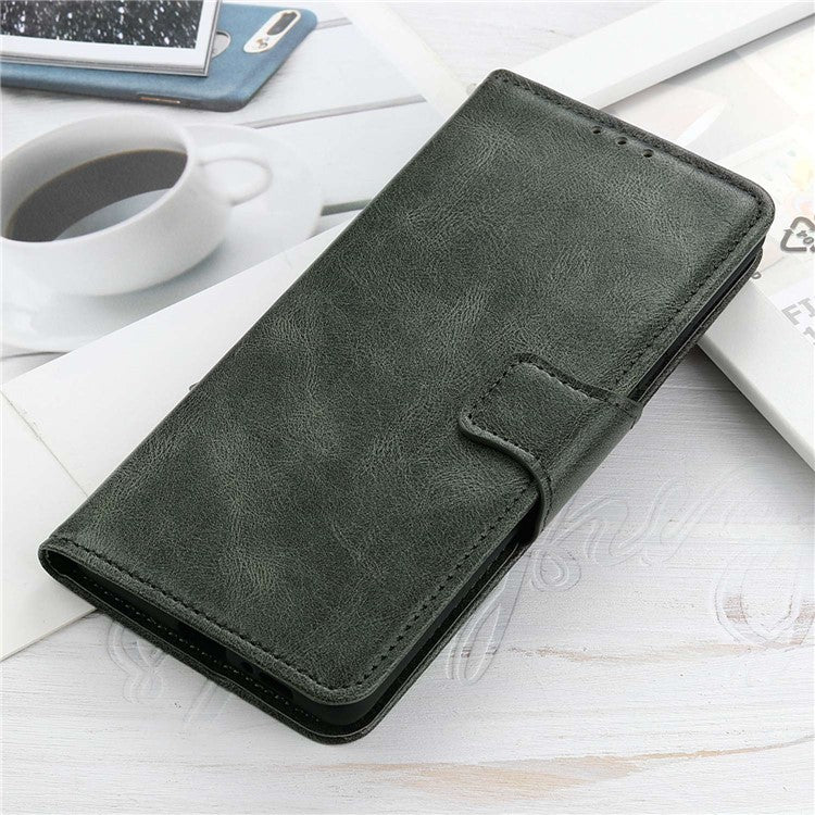 PU Leather Phone Case for OnePlus Ace 2 5G / 11R 5G Crazy Horse Texture Stand Wallet Cover - Blackish Green