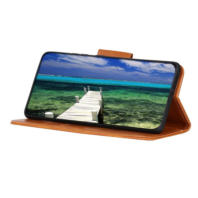 PU Leather Phone Case for OnePlus Ace 2 5G / 11R 5G Crazy Horse Texture Stand Wallet Cover - Brown