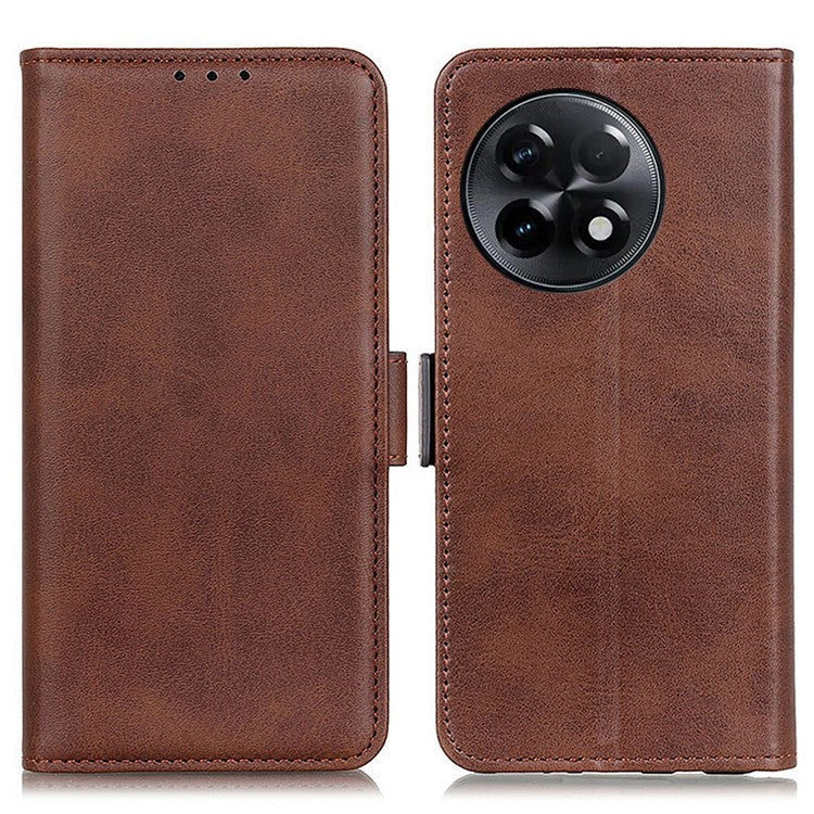 For OnePlus Ace 2 5G / 11R 5G Anti-Dust Cowhide Texture Phone Leather Cover Wallet Stand Phone Case - Brown