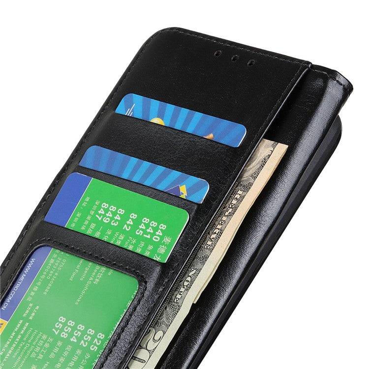 Cell Phone Case for OnePlus Ace 2 5G / 11R 5G , Flip PU Leather Crazy Horse Texture Wallet Stand Phone Cover - Black