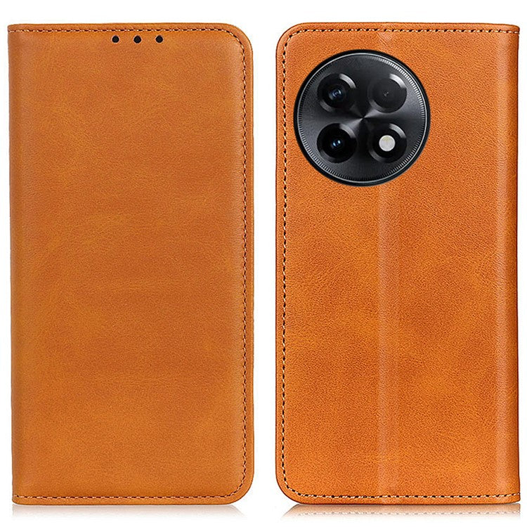 Split Leather Phone Stand Case for OnePlus Ace 2 5G / 11R 5G Shockproof Wallet Cover - Brown