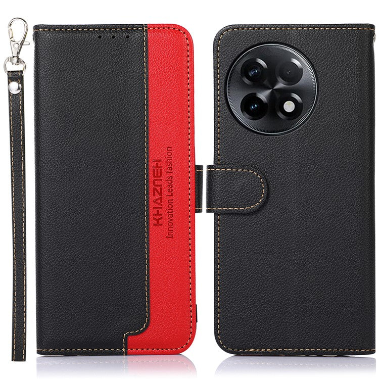 KHAZNEH For OnePlus Ace 2 5G / 11R 5G Stand Wallet Case RFID Blocking PU Leather Litchi Texture Cover - Black