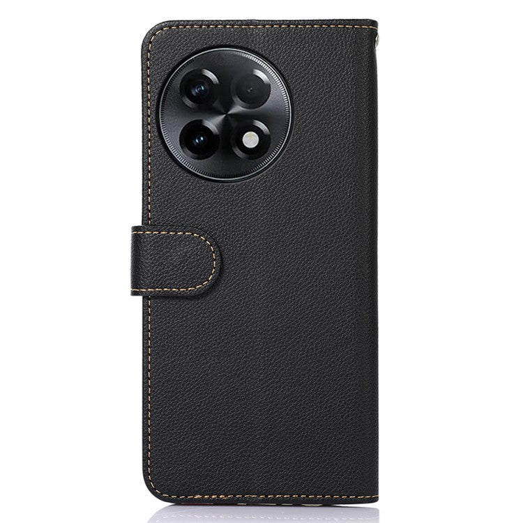 KHAZNEH For OnePlus Ace 2 5G / 11R 5G Stand Wallet Case RFID Blocking PU Leather Litchi Texture Cover - Black