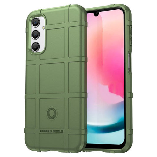 Drop-proof TPU Phone Cover for Samsung Galaxy A24 4G (162.1 x 77.6 x 8.3mm) Rugged Square Grid Texture Phone Case - Green