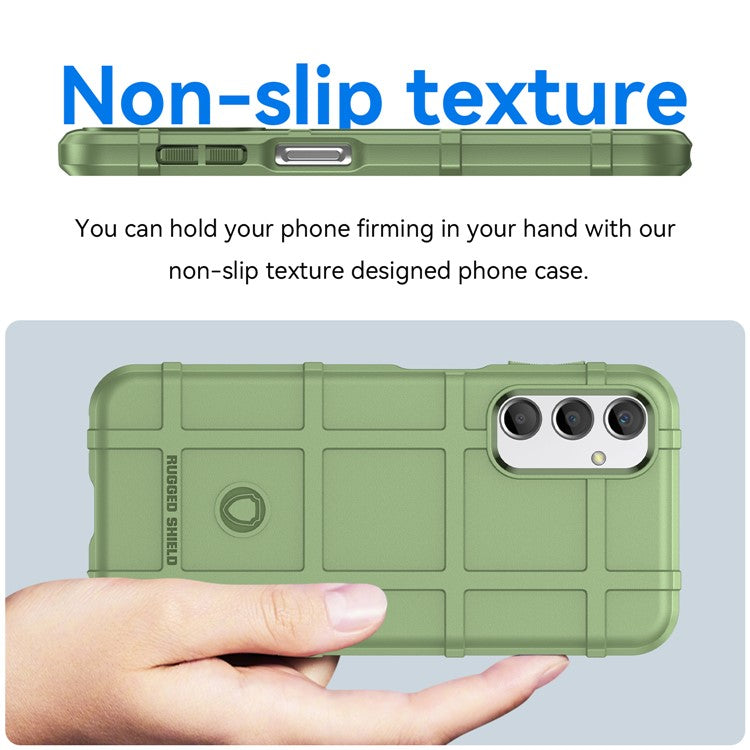Drop-proof TPU Phone Cover for Samsung Galaxy A24 4G (162.1 x 77.6 x 8.3mm) Rugged Square Grid Texture Phone Case - Green