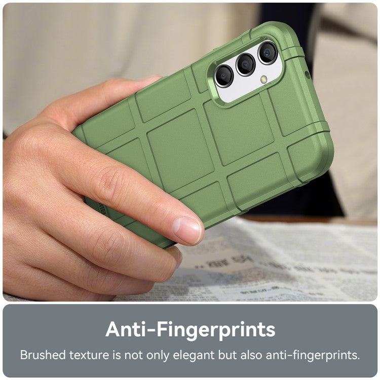 Drop-proof TPU Phone Cover for Samsung Galaxy A24 4G (162.1 x 77.6 x 8.3mm) Rugged Square Grid Texture Phone Case - Green