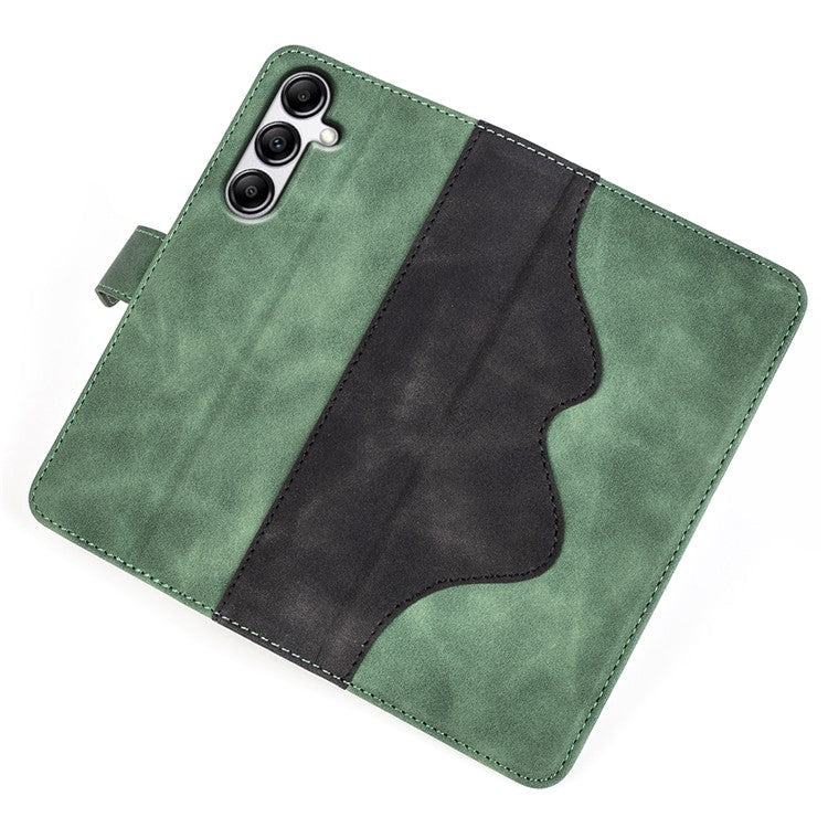 For Samsung Galaxy A34 5G Wallet Case Dual Color Splicing Stand PU Leather Phone Cover - Green