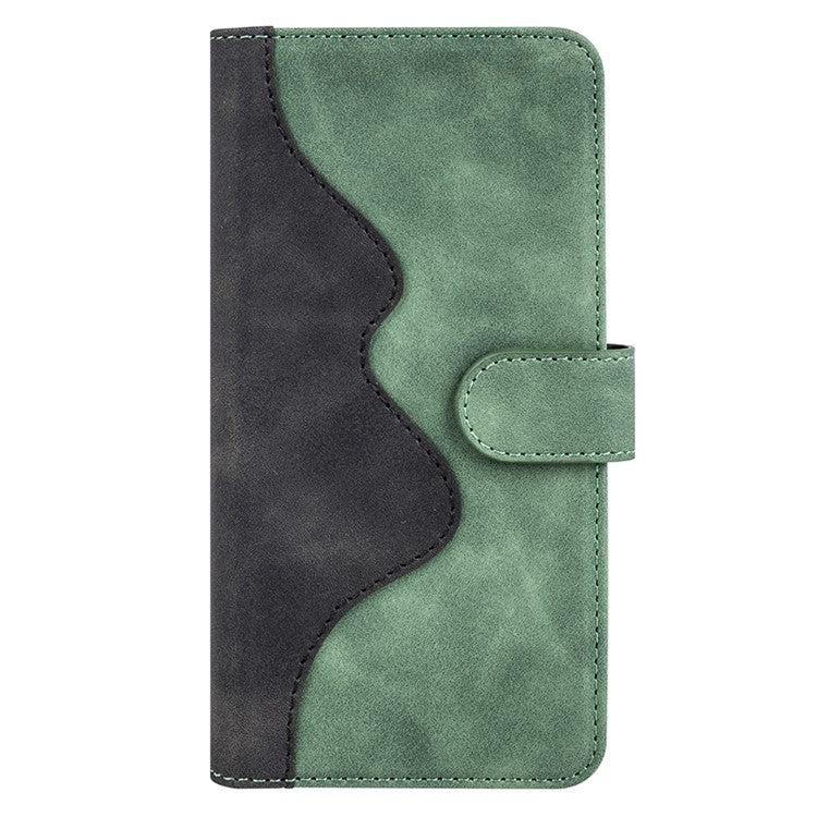 For Samsung Galaxy A34 5G Wallet Case Dual Color Splicing Stand PU Leather Phone Cover - Green