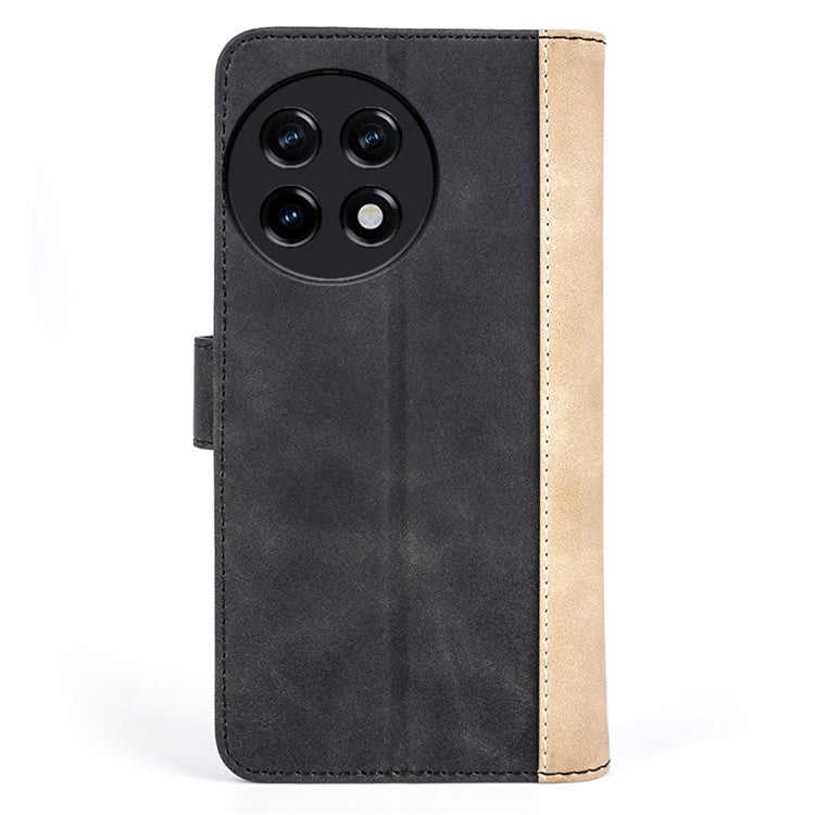 For OnePlus Ace 2 5G / 11R 5G Wallet Case Dual Color Splicing PU Leather Phone Cover with Stand - Black