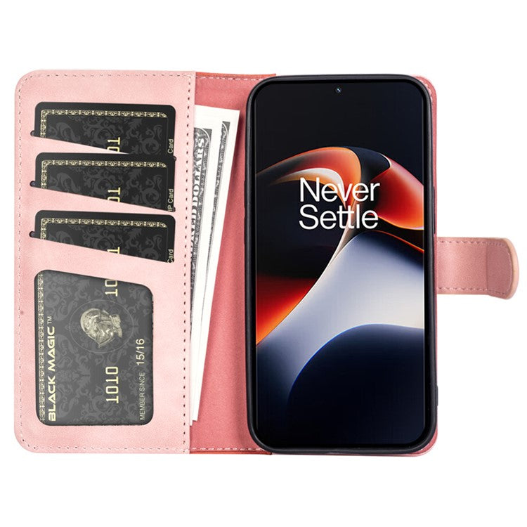 For OnePlus Ace 2 5G / 11R 5G Wallet Case Dual Color Splicing PU Leather Phone Cover with Stand - Pink