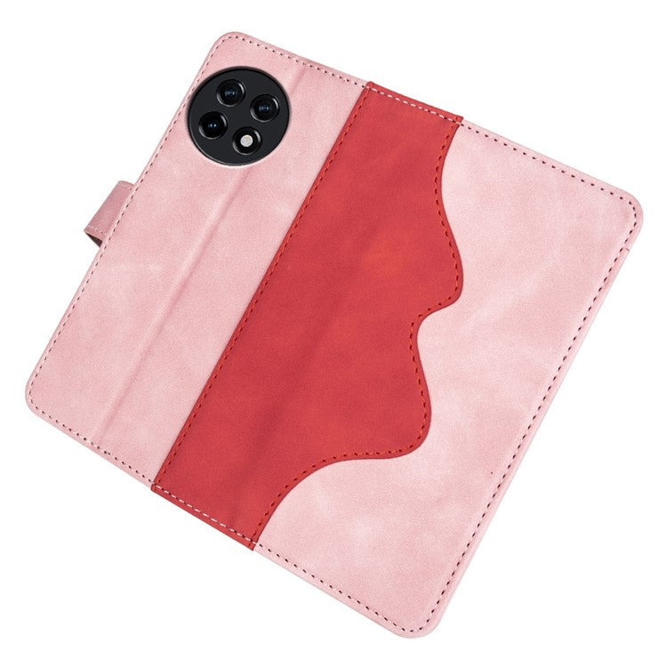 For OnePlus Ace 2 5G / 11R 5G Wallet Case Dual Color Splicing PU Leather Phone Cover with Stand - Pink