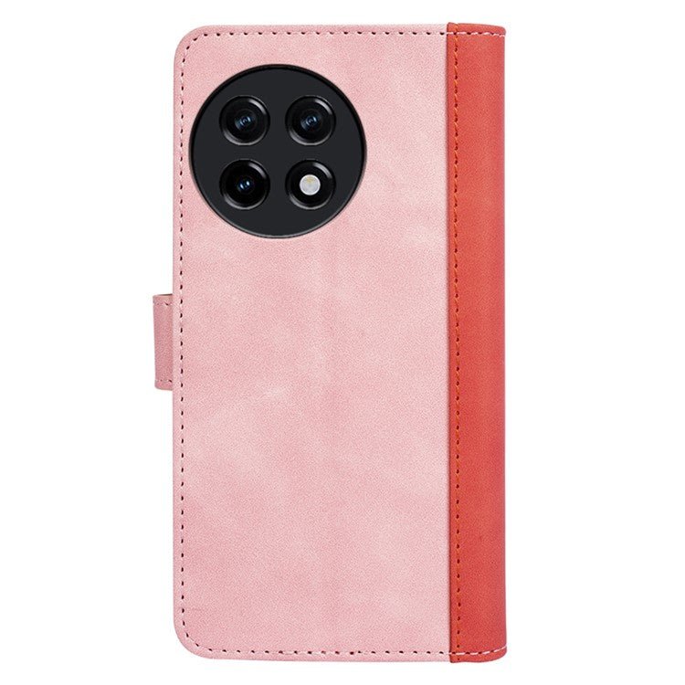 For OnePlus Ace 2 5G / 11R 5G Wallet Case Dual Color Splicing PU Leather Phone Cover with Stand - Pink