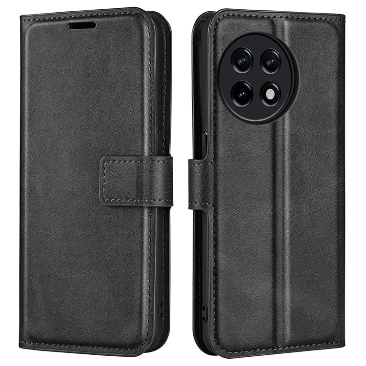 For OnePlus Ace 2 5G / 11R 5G Calf Texture Stand Wallet Case Square Magnetic Clasp Phone Cover - Black