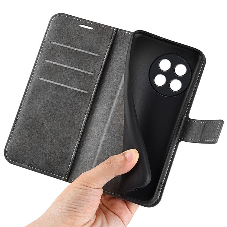 For OnePlus Ace 2 5G / 11R 5G Calf Texture Stand Wallet Case Square Magnetic Clasp Phone Cover - Grey