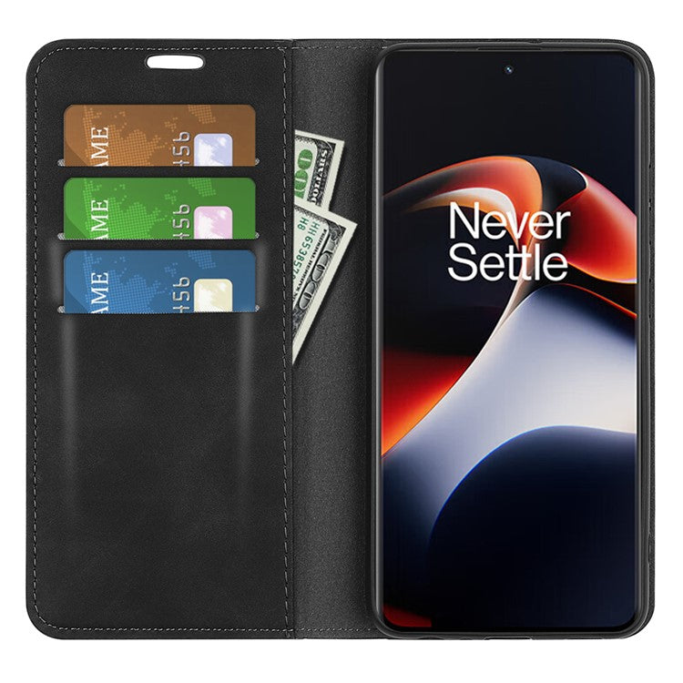 For OnePlus Ace 2 5G / 11R 5G Skin-touch Stand Wallet Case PU Leather Flip Phone Cover - Black