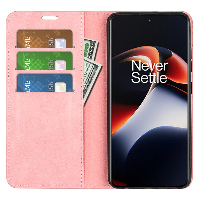 For OnePlus Ace 2 5G / 11R 5G Skin-touch Stand Wallet Case PU Leather Flip Phone Cover - Pink