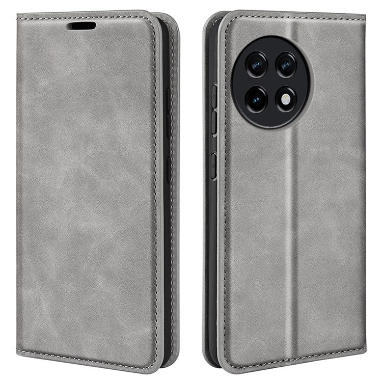 For OnePlus Ace 2 5G / 11R 5G Skin-touch Stand Wallet Case PU Leather Flip Phone Cover - Grey