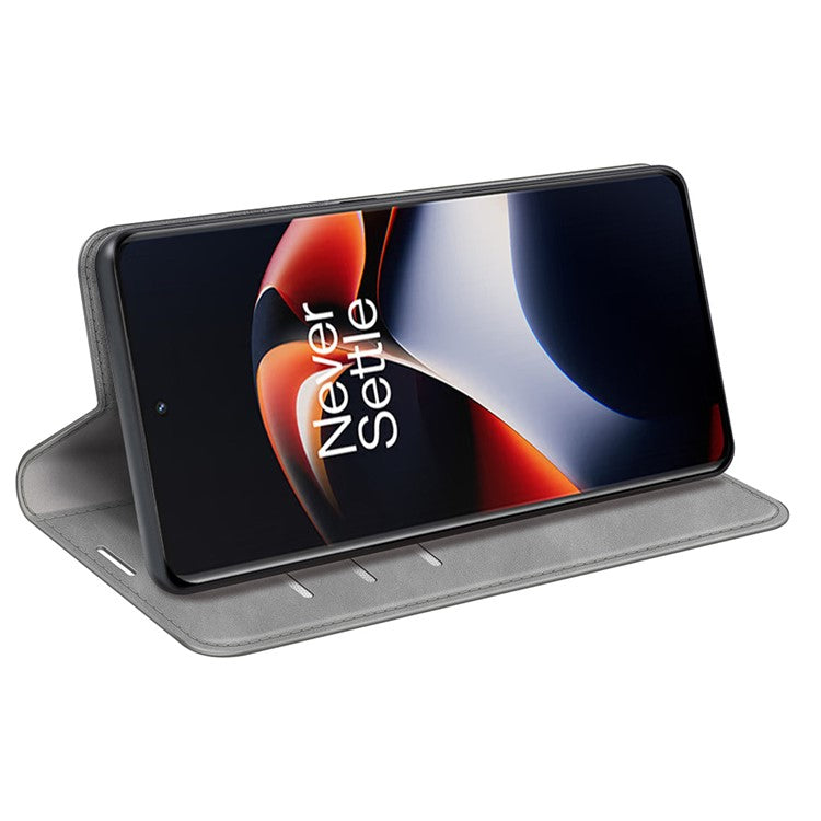For OnePlus Ace 2 5G / 11R 5G Skin-touch Stand Wallet Case PU Leather Flip Phone Cover - Grey