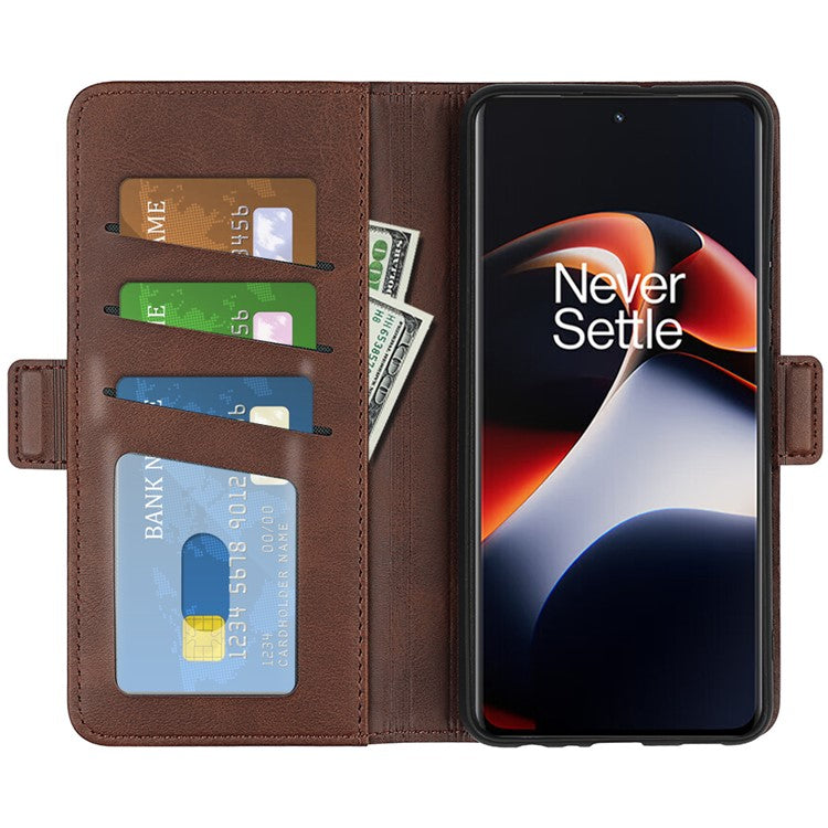 For OnePlus Ace 2 5G / 11R 5G Calf Texture Magnetic Flip Phone Cover Stand Wallet Leather Case - Brown