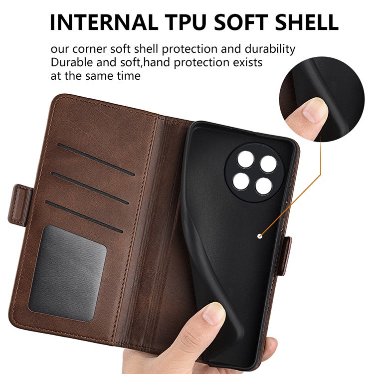 For OnePlus Ace 2 5G / 11R 5G Calf Texture Magnetic Flip Phone Cover Stand Wallet Leather Case - Brown