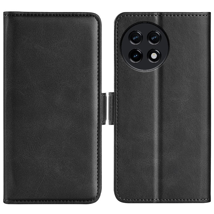 For OnePlus Ace 2 5G / 11R 5G Calf Texture Magnetic Flip Phone Cover Stand Wallet Leather Case - Black