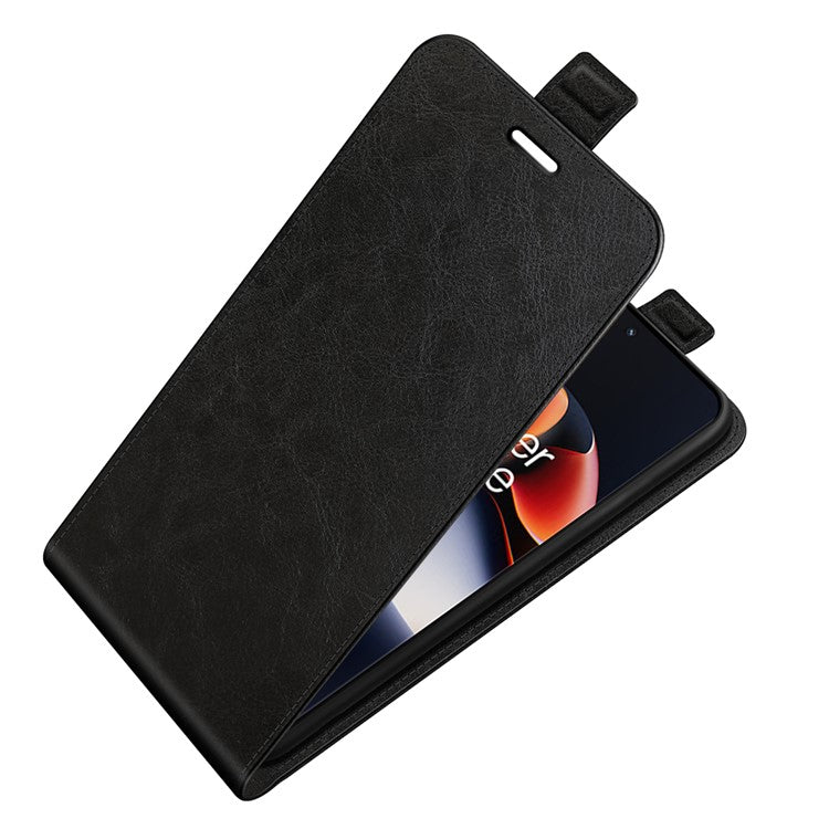 Vertical Flip Cover for OnePlus Ace 2 5G / 11R 5G , Crazy Horse Texture Leather Card Slot Case - Black