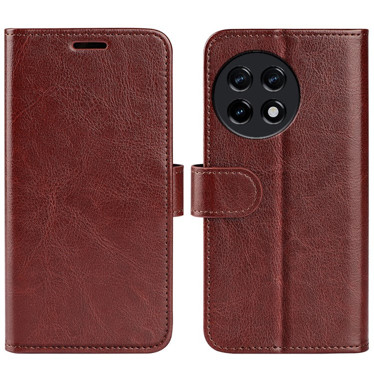 For OnePlus Ace 2 5G / 11R 5G Shockproof Crazy Horse Texture Case Leather Wallet Stand Flip Cover - Brown