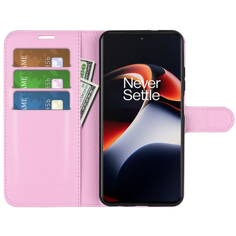 Shockproof Phone Case for OnePlus Ace 2 5G / 11R 5G Litchi Texture Wallet Phone Cover with Stand - Pink