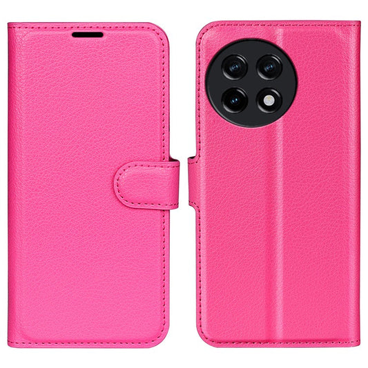 Shockproof Phone Case for OnePlus Ace 2 5G / 11R 5G Litchi Texture Wallet Phone Cover with Stand - Rose