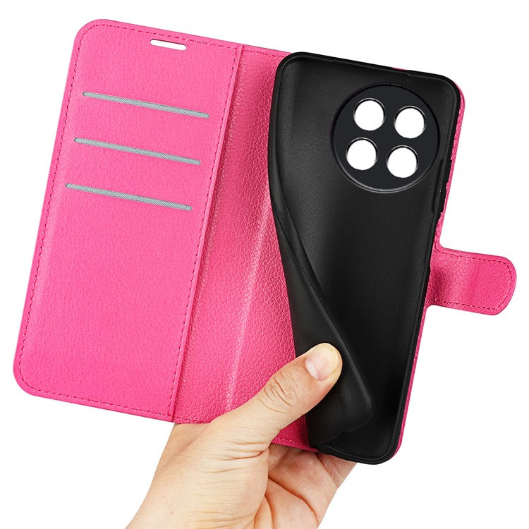 Shockproof Phone Case for OnePlus Ace 2 5G / 11R 5G Litchi Texture Wallet Phone Cover with Stand - Rose