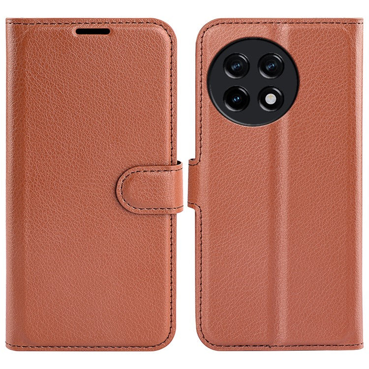 Shockproof Phone Case for OnePlus Ace 2 5G / 11R 5G Litchi Texture Wallet Phone Cover with Stand - Brown