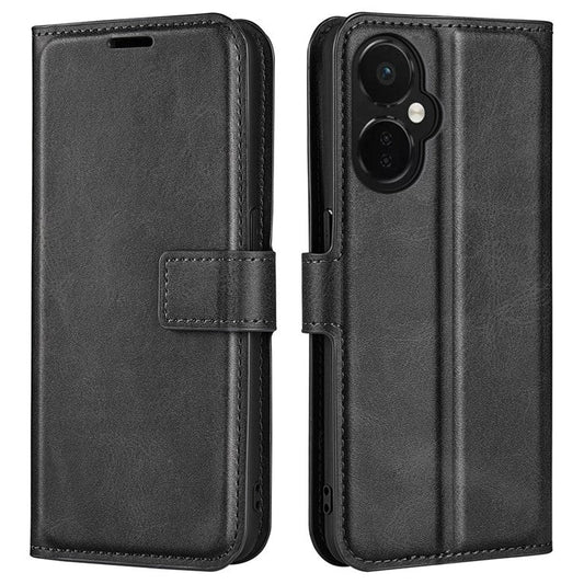 For OnePlus Nord CE 3 Lite 5G / Nord N30 5G Leather Calf Texture Stand Wallet Phone Case Square Magnetic Phone Cover - Black