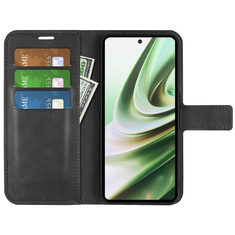 For OnePlus Nord CE 3 Lite 5G / Nord N30 5G Leather Calf Texture Stand Wallet Phone Case Square Magnetic Phone Cover - Black