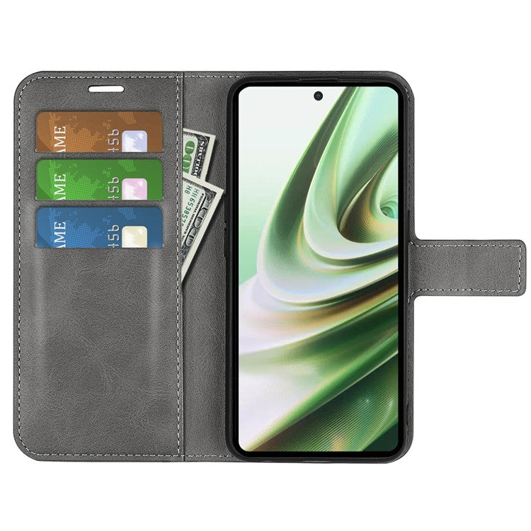For OnePlus Nord CE 3 Lite 5G / Nord N30 5G Leather Calf Texture Stand Wallet Phone Case Square Magnetic Phone Cover - Grey