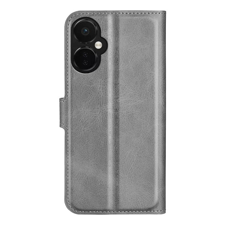 For OnePlus Nord CE 3 Lite 5G / Nord N30 5G Leather Calf Texture Stand Wallet Phone Case Square Magnetic Phone Cover - Grey