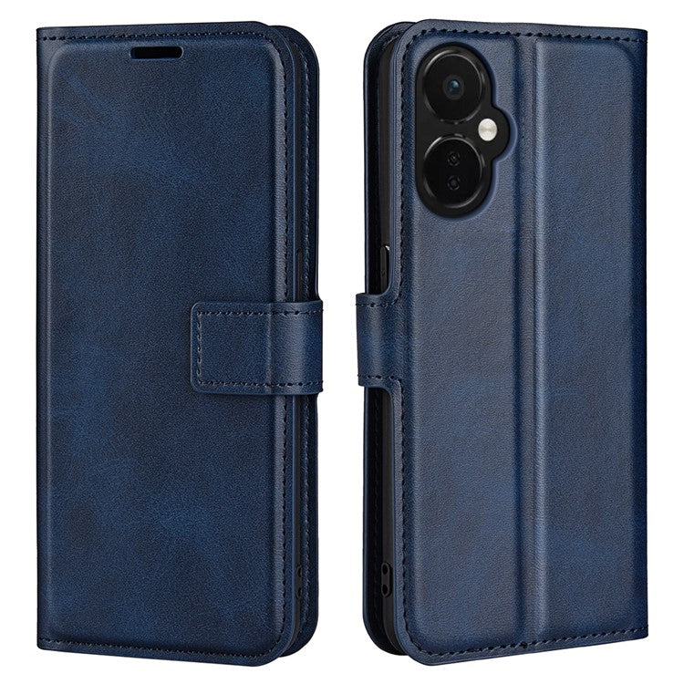 For OnePlus Nord CE 3 Lite 5G / Nord N30 5G Leather Calf Texture Stand Wallet Phone Case Square Magnetic Phone Cover - Blue