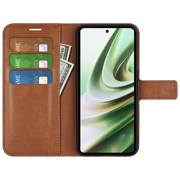 For OnePlus Nord CE 3 Lite 5G / Nord N30 5G Leather Calf Texture Stand Wallet Phone Case Square Magnetic Phone Cover - Light Brown