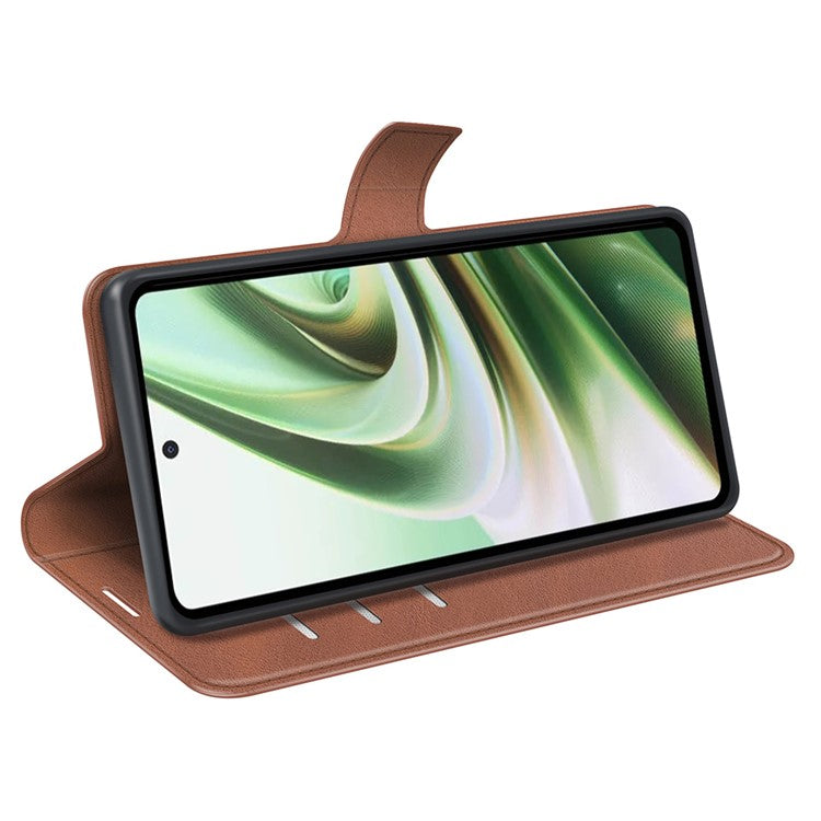 For OnePlus Nord CE 3 Lite 5G / Nord N30 5G Leather Calf Texture Stand Wallet Phone Case Square Magnetic Phone Cover - Light Brown