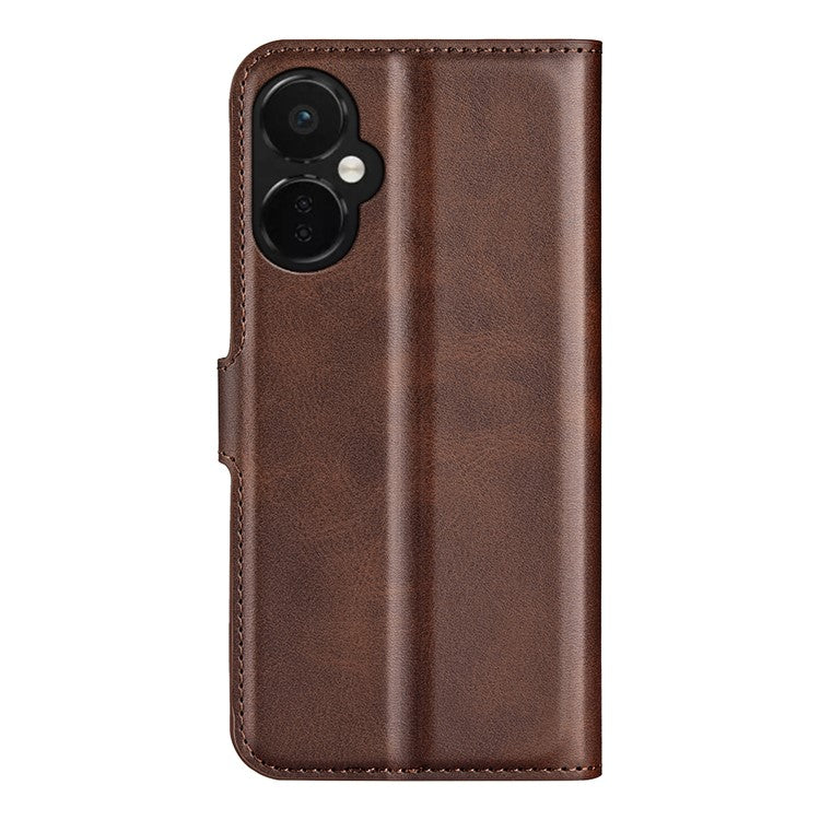 For OnePlus Nord CE 3 Lite 5G / Nord N30 5G Leather Calf Texture Stand Wallet Phone Case Square Magnetic Phone Cover - Brown