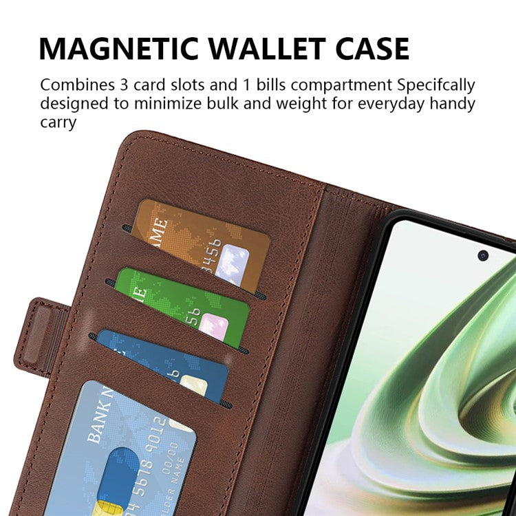 For OnePlus Nord CE 3 Lite 5G / Nord N30 5G Phone Case Leather Calf Texture Magnetic Stand Wallet Cell Phone Cover - Brown