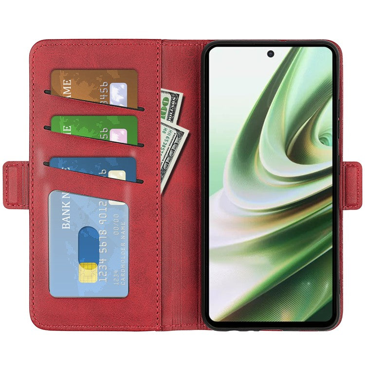 For OnePlus Nord CE 3 Lite 5G / Nord N30 5G Phone Case Leather Calf Texture Magnetic Stand Wallet Cell Phone Cover - Red
