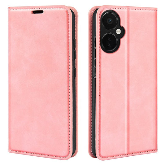 For OnePlus Nord CE 3 Lite 5G / Nord N30 5G Magnetic Auto Closing Skin-touch Feeling Stand Wallet Leather Phone Case - Pink