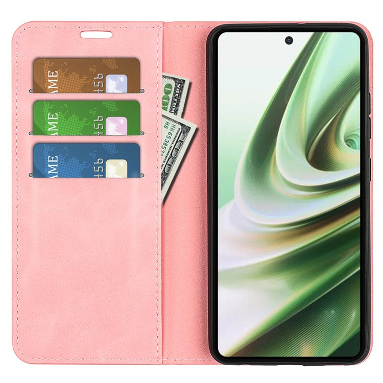 For OnePlus Nord CE 3 Lite 5G / Nord N30 5G Magnetic Auto Closing Skin-touch Feeling Stand Wallet Leather Phone Case - Pink