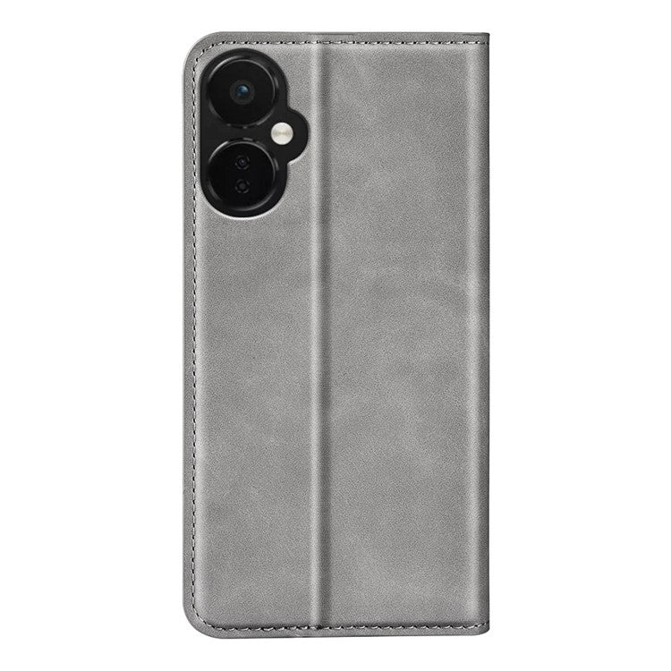 For OnePlus Nord CE 3 Lite 5G / Nord N30 5G Magnetic Auto Closing Skin-touch Feeling Stand Wallet Leather Phone Case - Grey