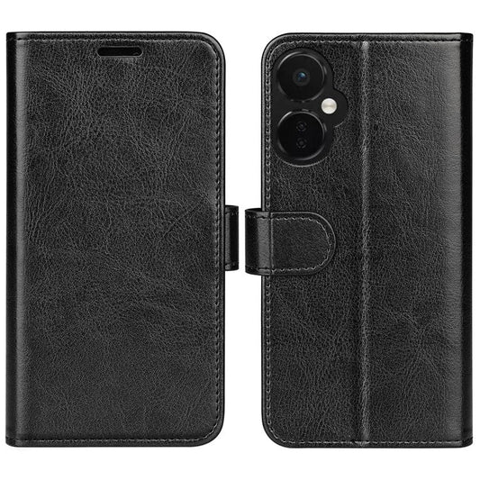 Cell Phone Case for OnePlus Nord CE 3 Lite 5G / Nord N30 5G , PU Leather Crazy Horse Texture Flip Stand Cover Wallet - Black